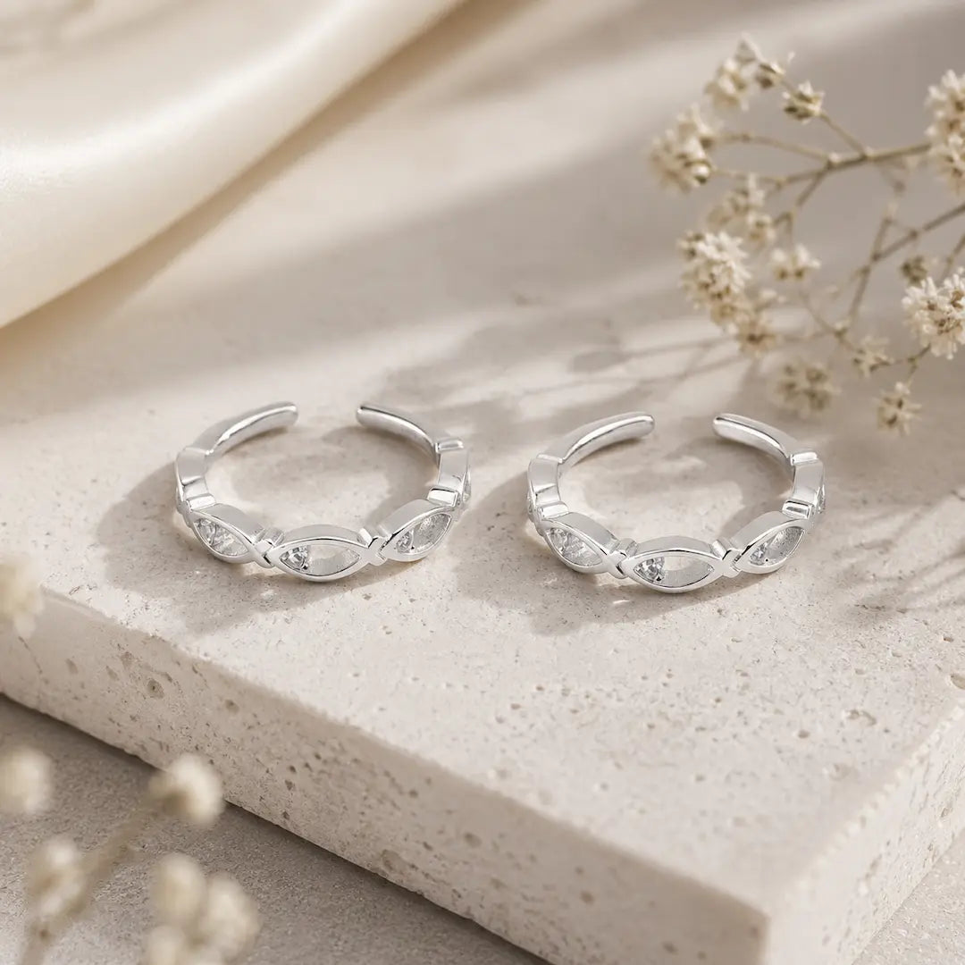 Luna Weave Silver 92.5 Toe Rings