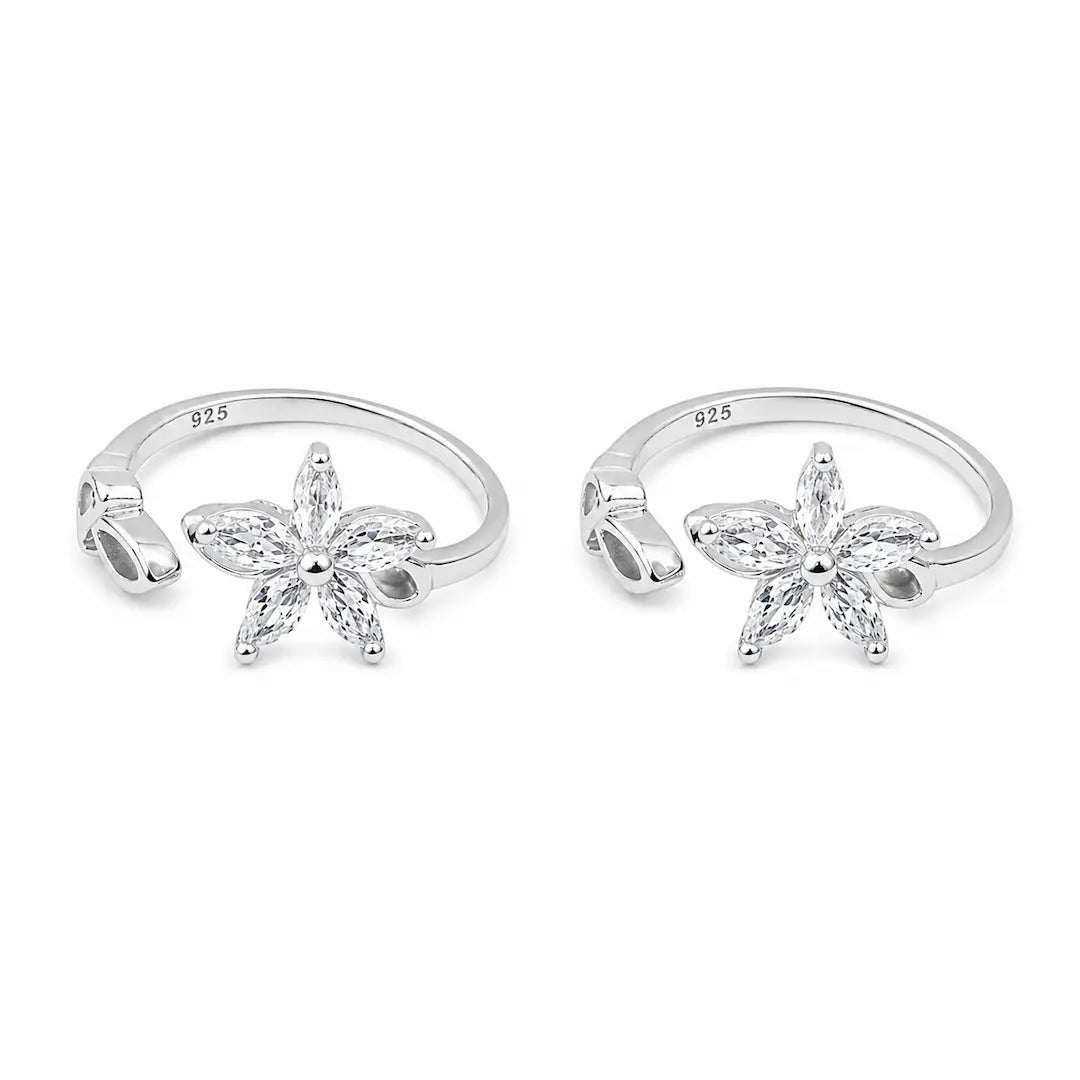Floral Grace  Adjustable Toe Ring (Rose Gold Finish)-925 Silver