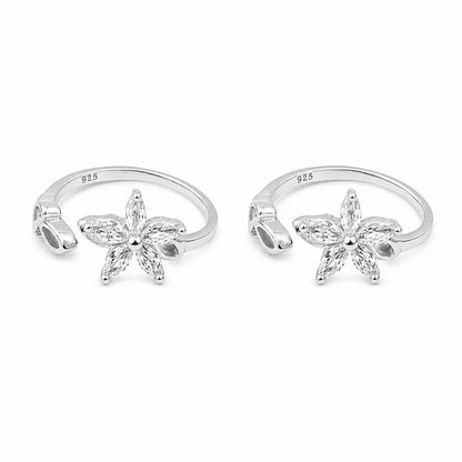 Floral Grace  Adjustable Toe Ring (Rose Gold Finish)-925 Silver