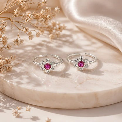 Ruby Bloom Silver 92.5 Toe Rings