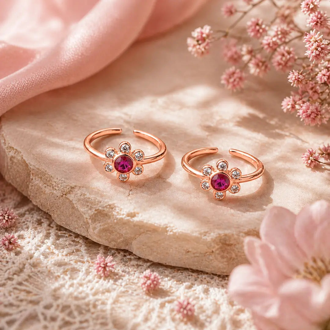 Ruby Bloom Silver 92.5 Toe Rings