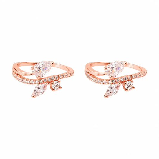 Celestia Bloom 925 Silver Adjustable Toe Ring (Rose Gold Finish)