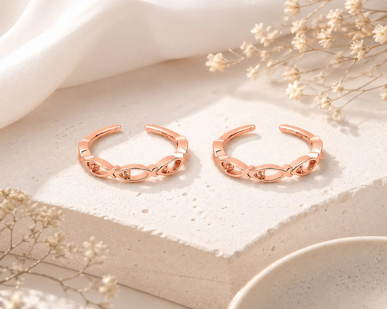 Luna Weave Silver 92.5 Toe Rings