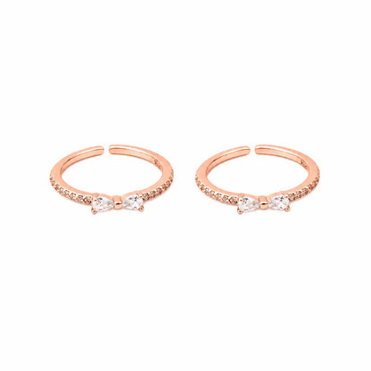 Rose Blush Bow Sparkle Toe Rings