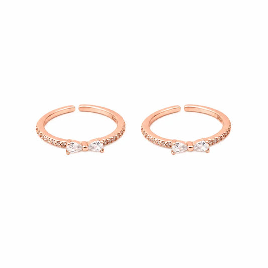 Rose Blush Bow Sparkle Toe Rings