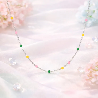 Pastel Harmony Bead Necklace - 925 Silver