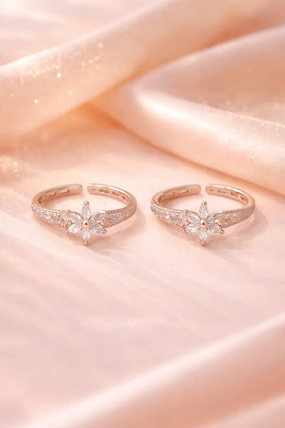 Blossom Spark 925 Silver Adjustable Rose Gold Toe Ring