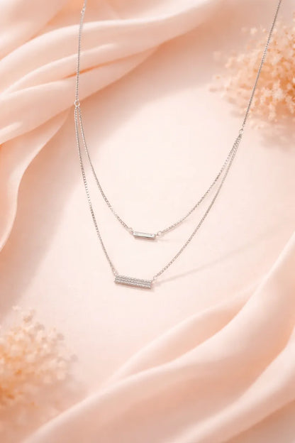 Luna Twin Gleam Necklace - 925 Silver