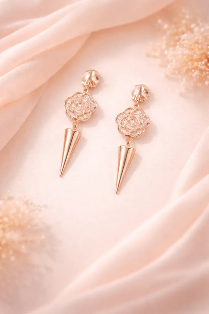 Rosé Bow Drop Earrings - 925 Silver