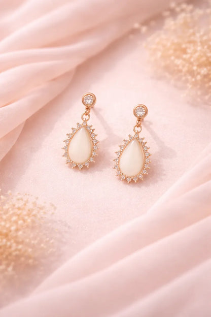 Luna Dew Teardrop Gemstone Earrings - 925 Silver