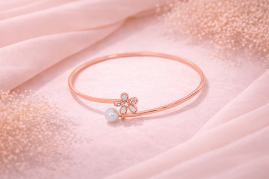 Blossom Grace 925 Silver Adjustable Rose Gold Kada