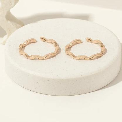 Twist Wave 925 Silver Adjustable Rose Gold Toe Ring