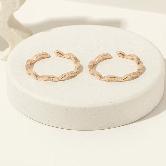 Twist Wave 925 Silver Adjustable Rose Gold Toe Ring