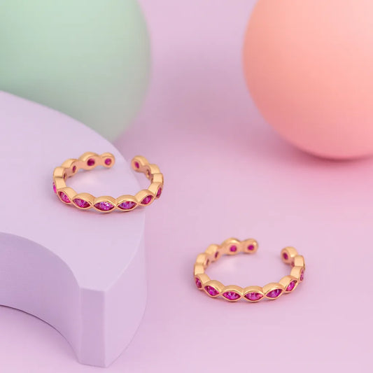 Ruby Wave 925 Silver Adjustable Rose Gold Toe Ring