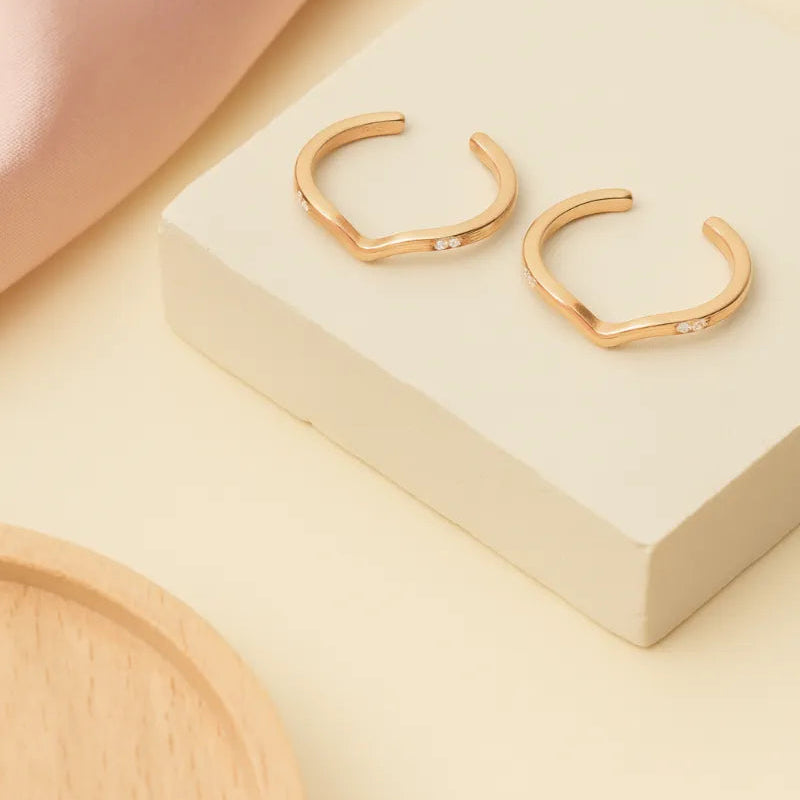 925 Silver Rose Gold Serenity Curve Adjustable Toe Ring