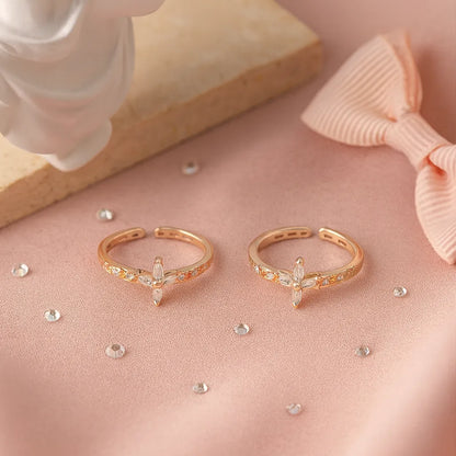 Rose Gold Silver Celestial Blossom Adjustable Toe Rings