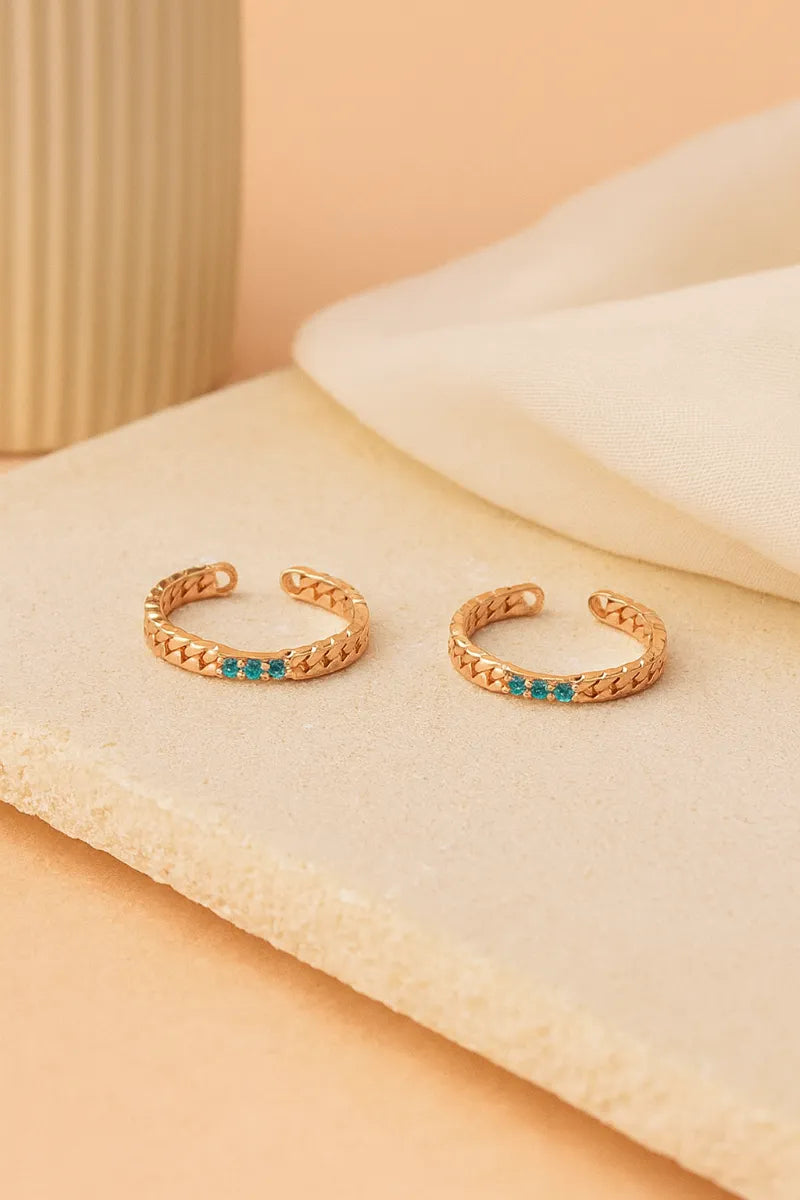 Rose Gold Silver Aqua Chain Adjustable Toe Rings