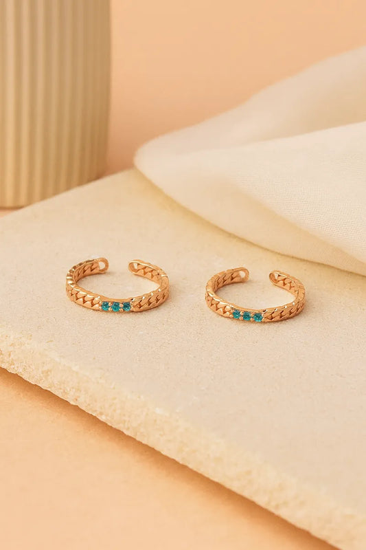 Rose Gold Silver Aqua Chain Adjustable Toe Rings