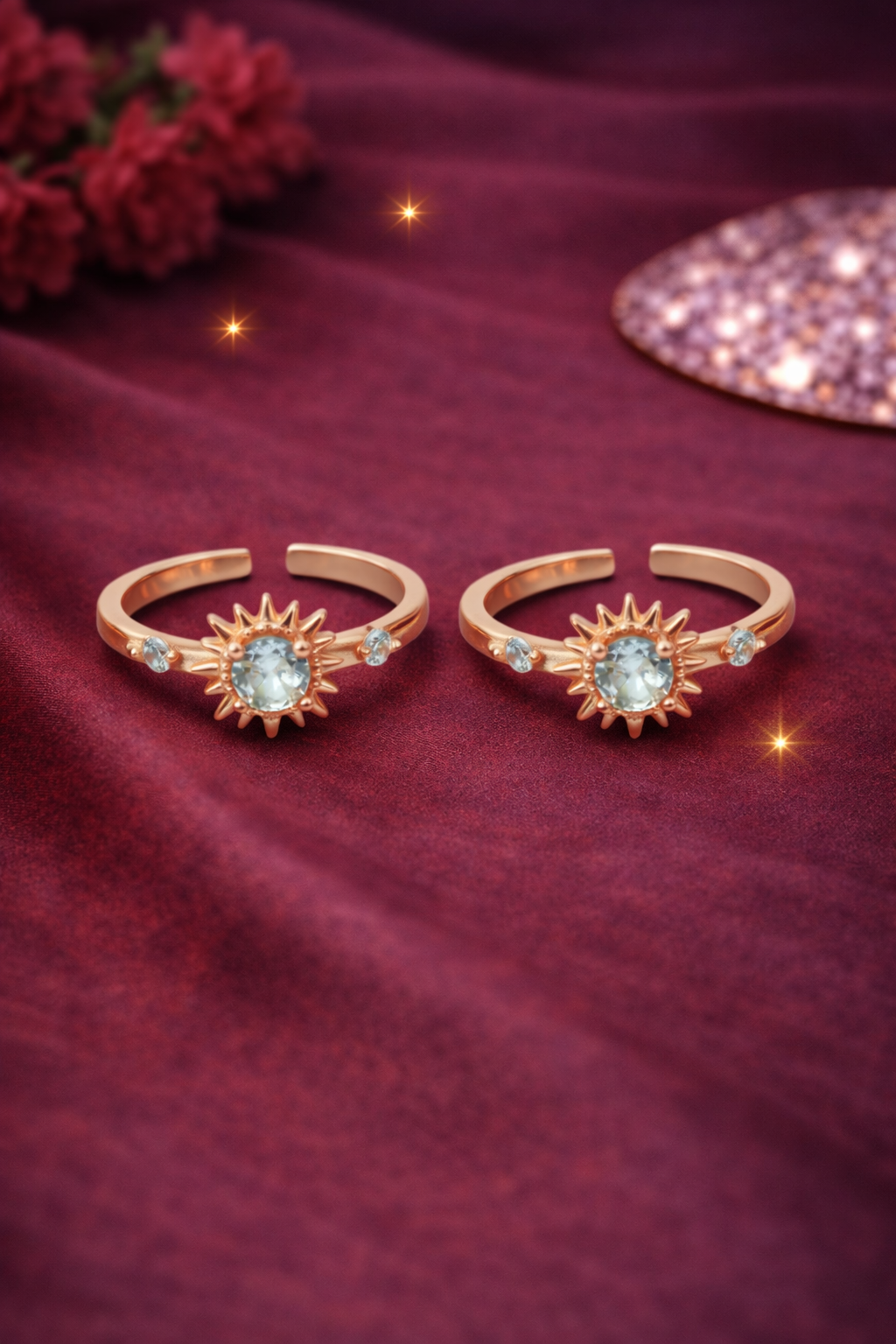 Radiant Sun 925 Silver Adjustable Toe Ring (Rose Gold Finish)