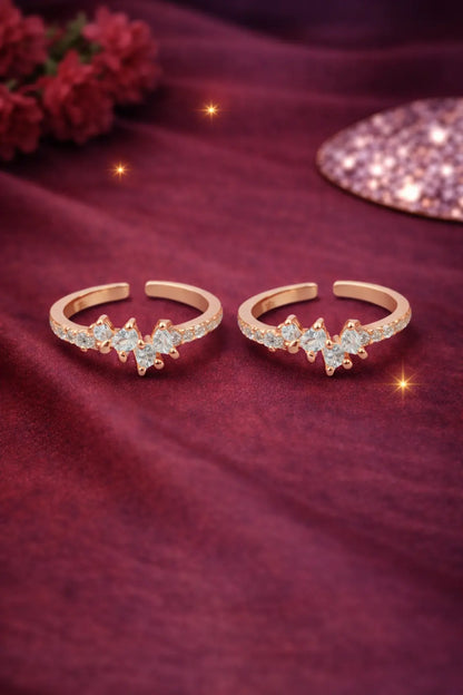 925 Silver Aurora Bloom Adjustable Toe Ring (Rose Gold Finish)