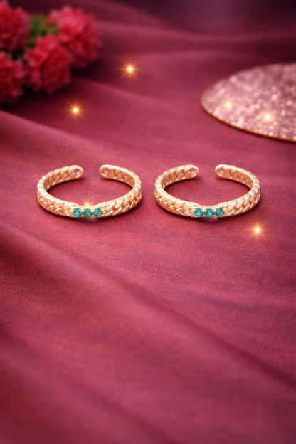 925 Silver Pastel Twirl Adjustable Toe Ring – Rose Gold Finish