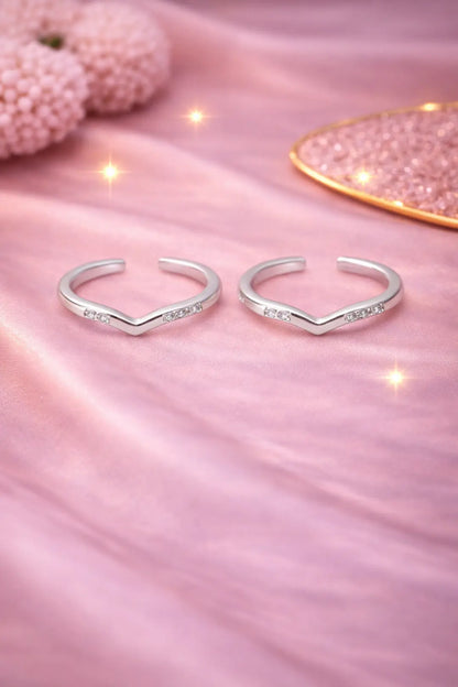 925 Silver Rose Gold Serenity Curve Adjustable Toe Ring