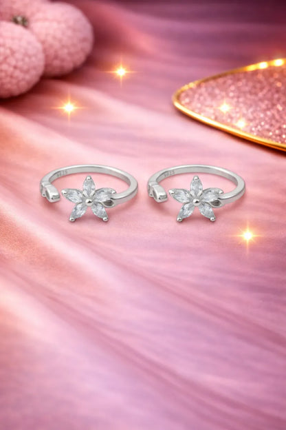 Floral Grace  Adjustable Toe Ring (Rose Gold Finish)-925 Silver