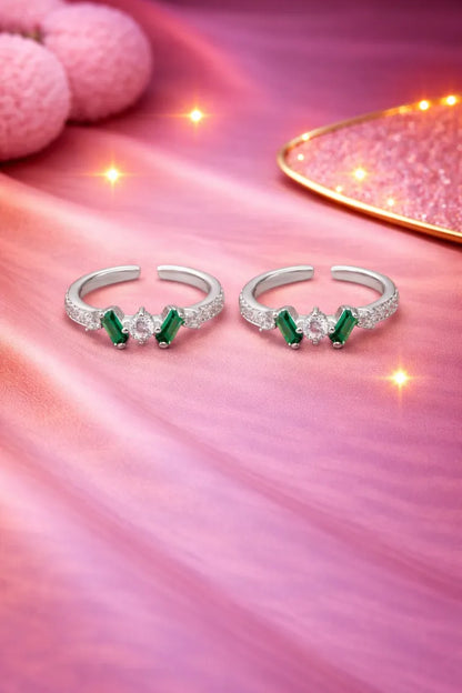 Emerald Grace  Adjustable Toe Ring-925 Silver