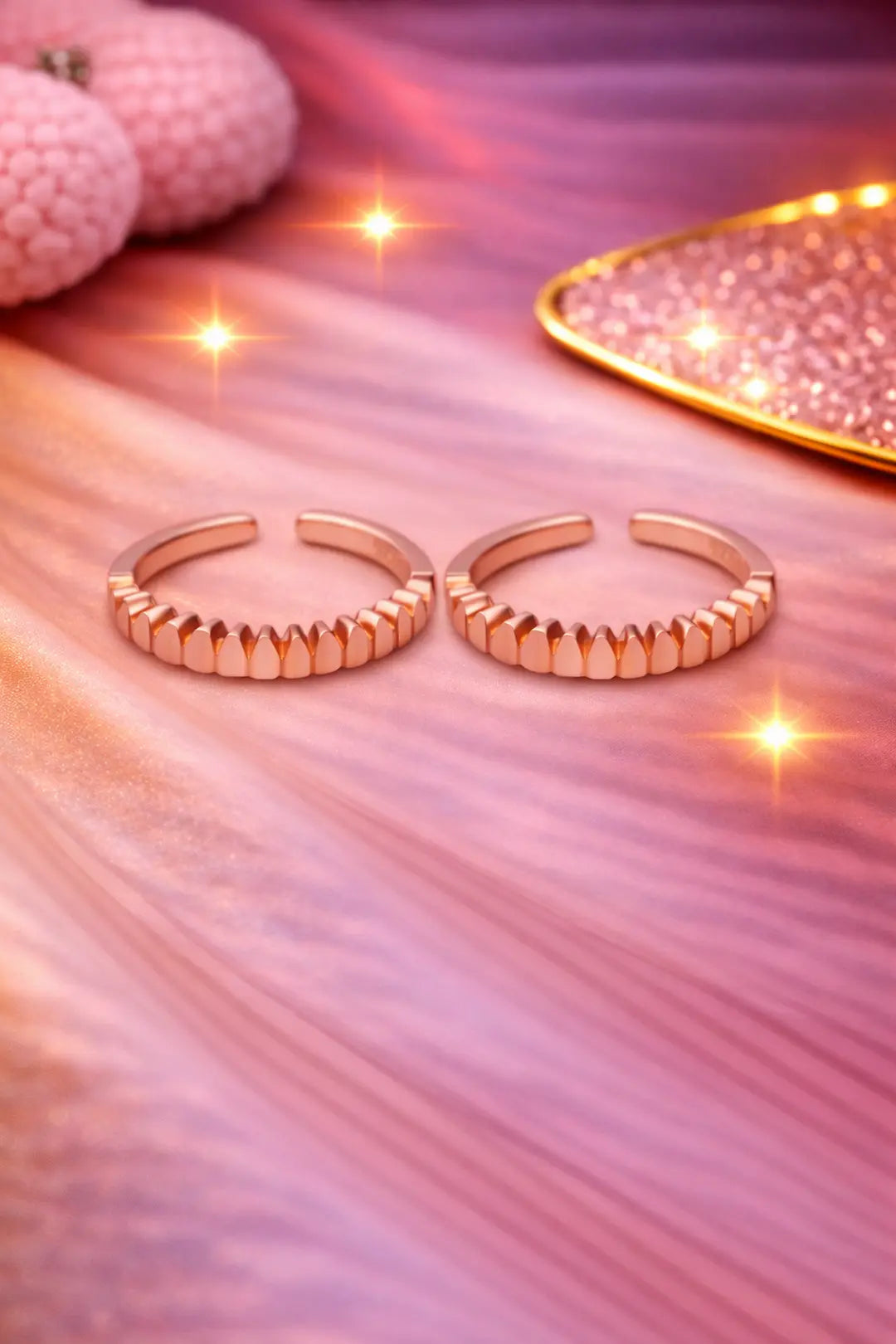 Silver 92.5 Textured Wave Adjustable Toe Ring