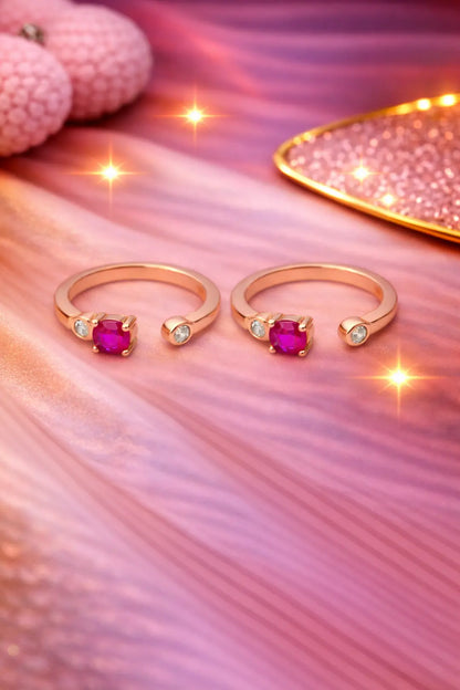 Ruby Spark Adjustable Toe Ring-925 Silver