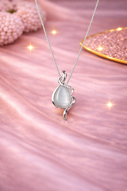 LunaGlow 925 Silver Adjustable Pendant Necklace