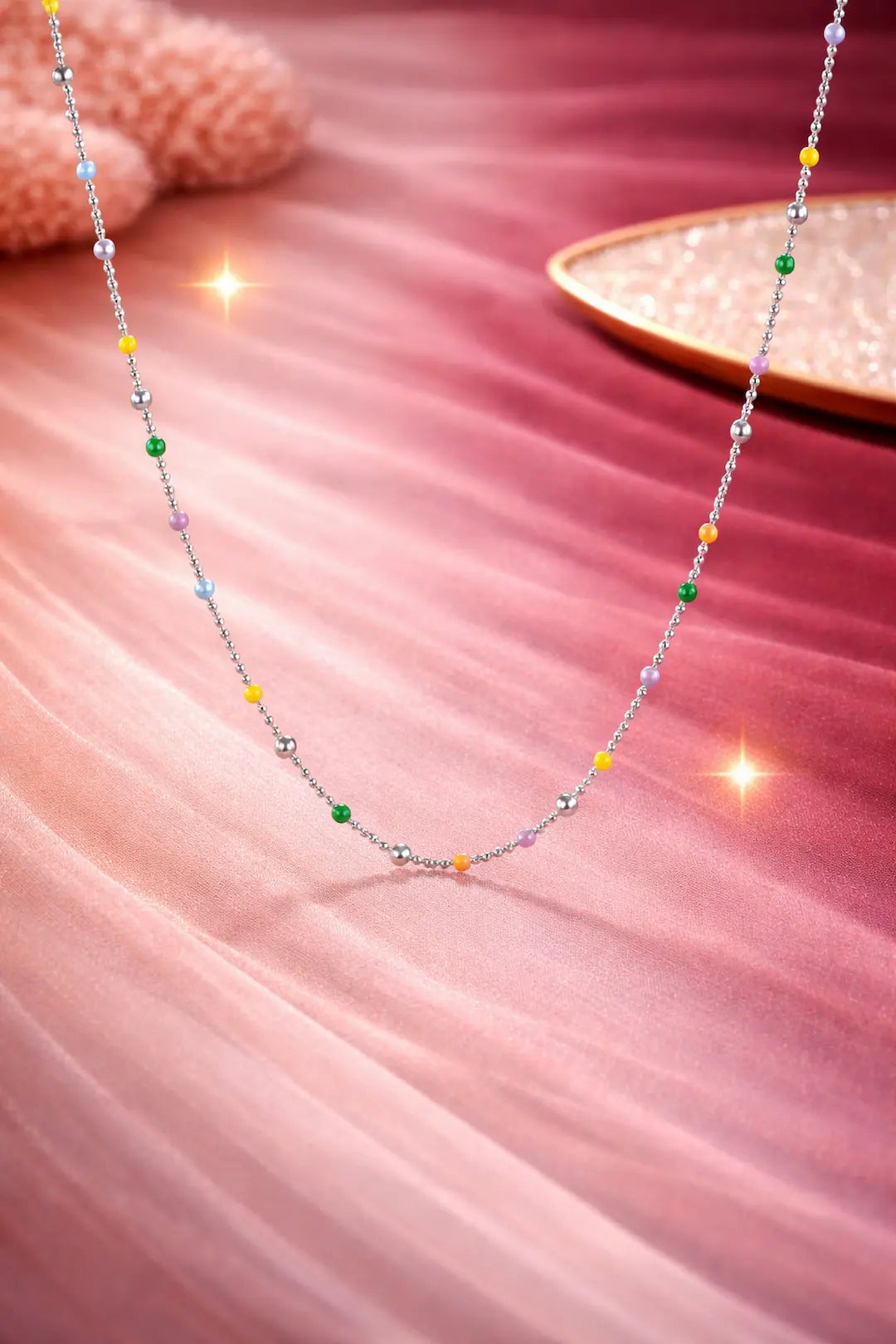 Aurora Drops 925 Silver Adjustable Charm Chain Necklace