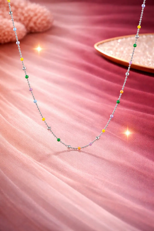 Aurora Drops 925 Silver Adjustable Charm Chain Necklace