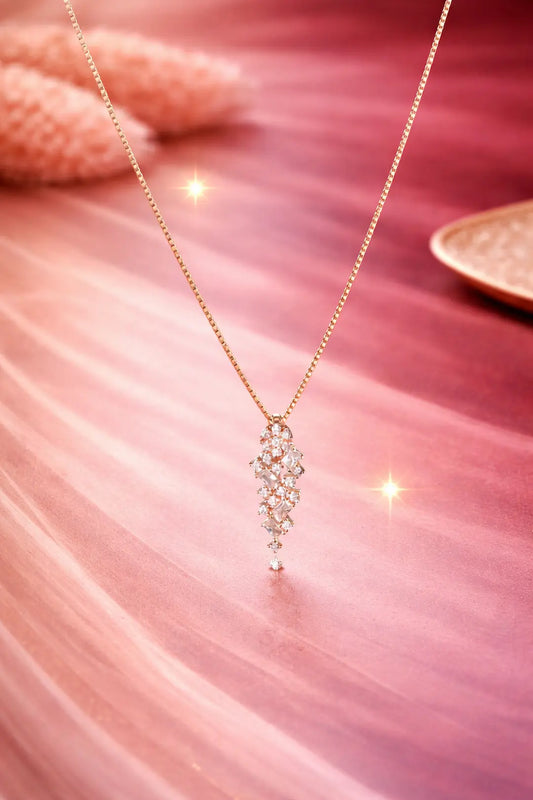 Crystal Cascade 925 Silver Adjustable Charm Chain Necklace