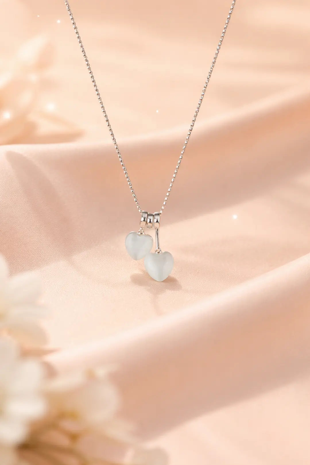 Twin Heart Elegance Charm Necklace - 925 Silver
