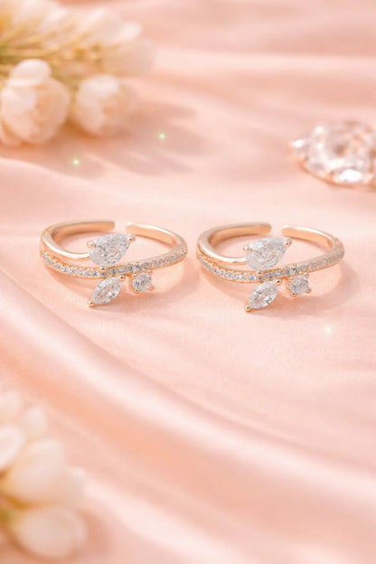 Celestia Bloom 925 Silver Adjustable Toe Ring (Rose Gold Finish)