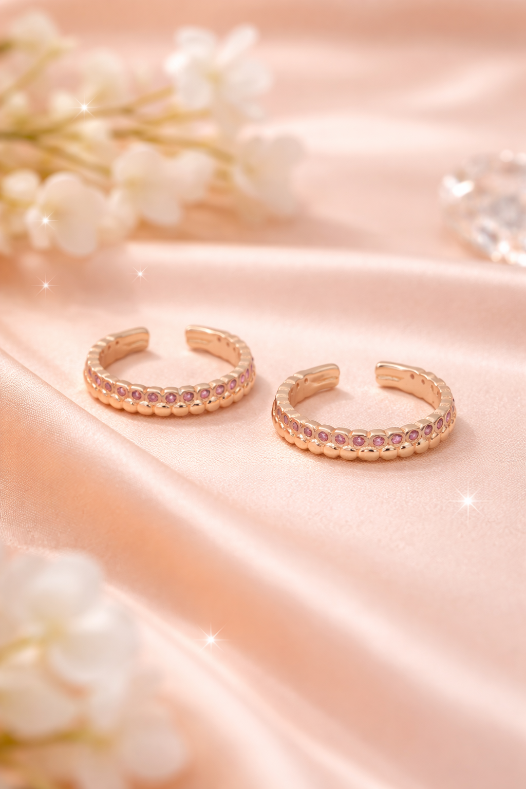 Rose Toe Rings Rosé Sparkle 925 Silver Adjustable Toe Ring – WHITEVELVET