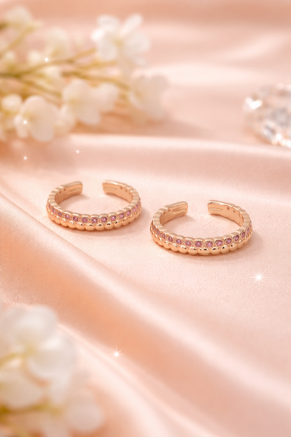 Rosé Sparkle 925 Silver Adjustable Toe Ring