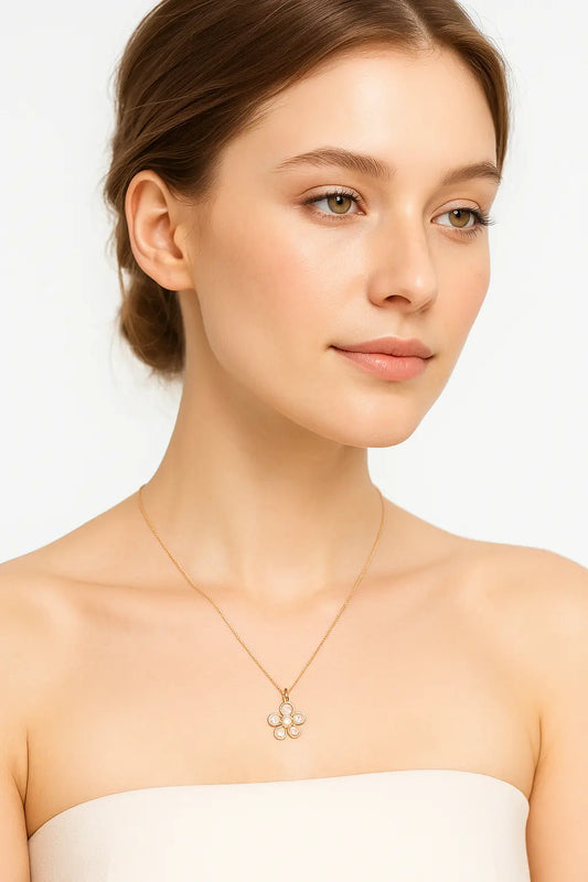 Petal Pearl Blossom Pendant Necklace - 925 Silver