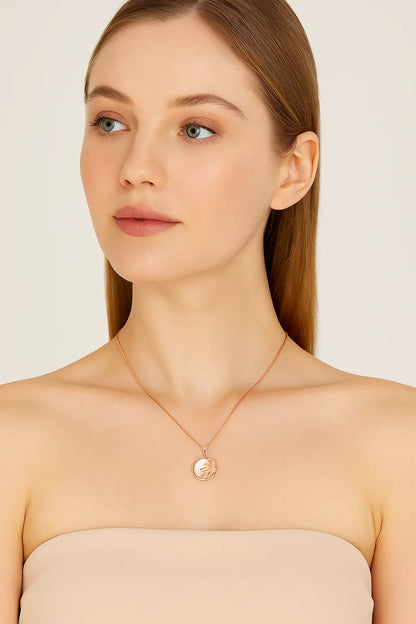 Golden Dawn Rose Gold Sun Pendant Necklace - 925 Silver