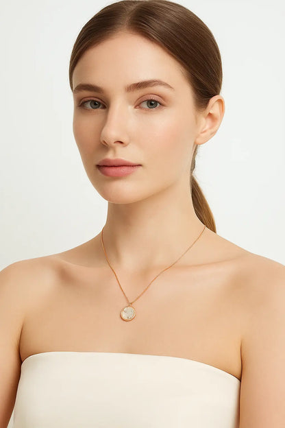 Celestial Bloom Mother-of-Pearl Pendant Necklace - 925 Silver