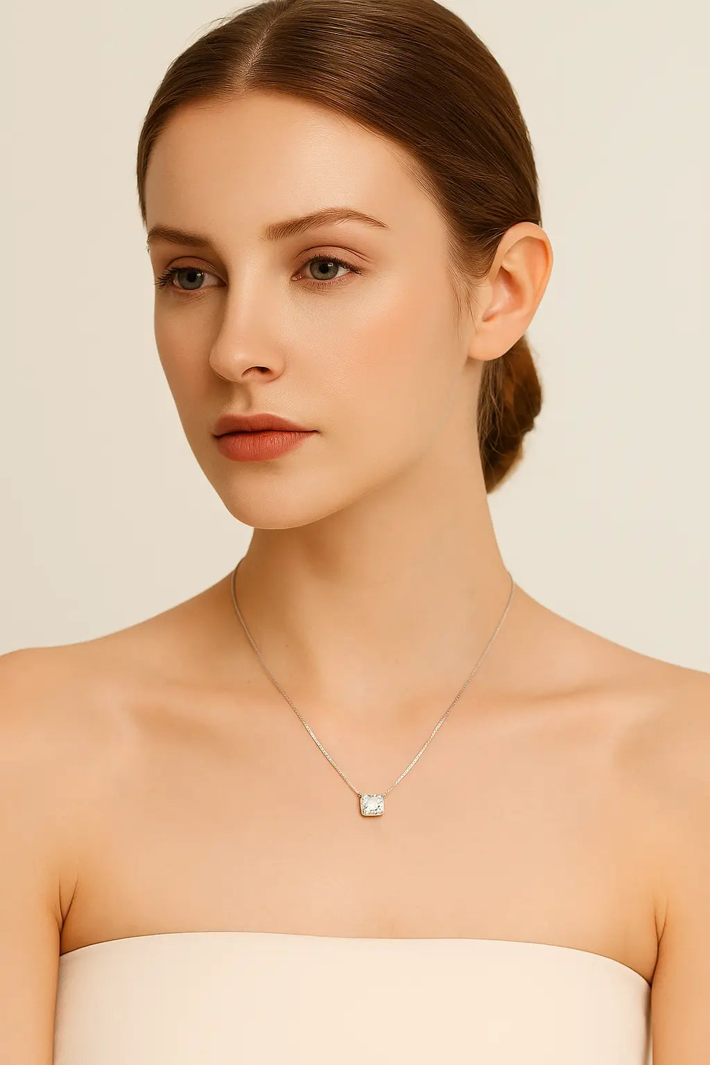 Radiant Halo Solitaire Necklace - 925 Silver