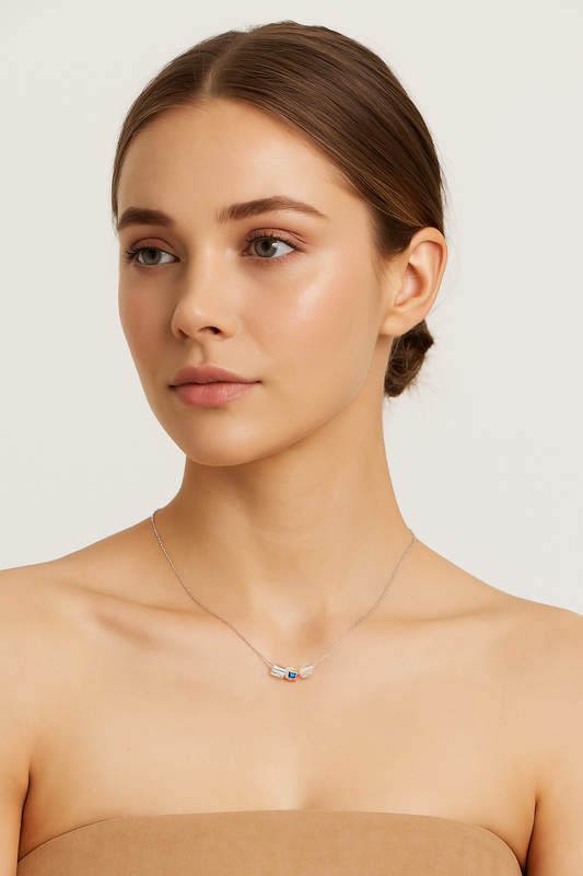 Prism Beads Minimalist Necklace - 925 Silver