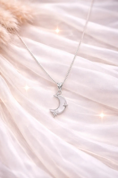 Lunar Glow Crescent Moon Necklace - 925 Silver