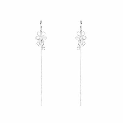 The Silver Bloom Petal Threader Earrings - 925 Silver