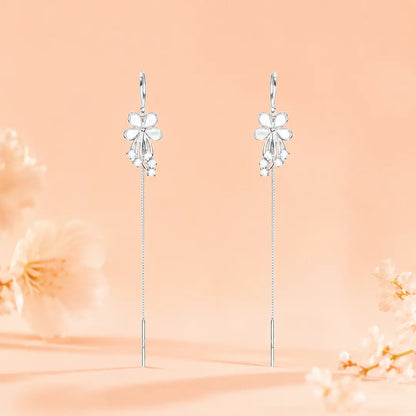 The Silver Bloom Petal Threader Earrings - 925 Silver
