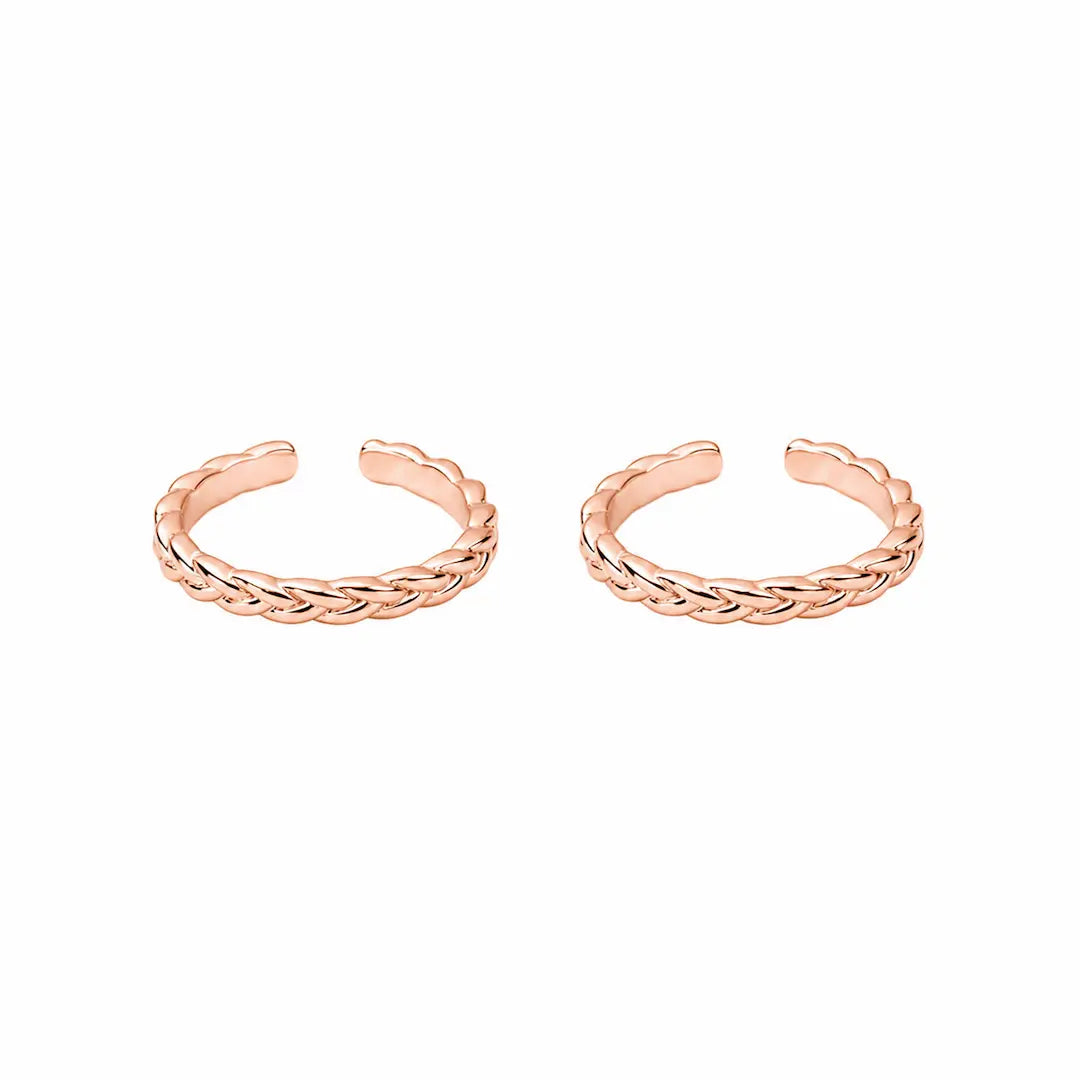 Silver 92.5 Braided Grace Toe Rings