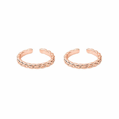 Silver 92.5 Braided Grace Toe Rings