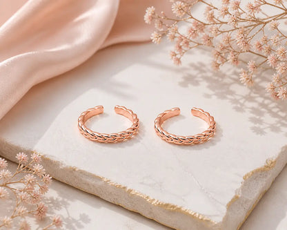 Silver 92.5 Braided Grace Toe Rings