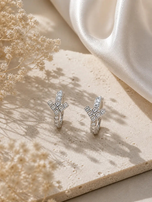 The Arrowlight Diamond Hoops Earrings - 925 Silver